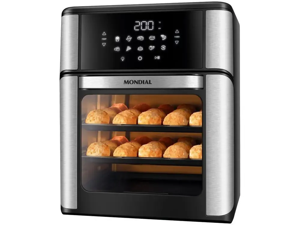 (Magazine Luiza) Fritadeira Eltrica Sem leo/Air Fryer Mondial Forno Oven Afon-12l-Bi Preta 12l - 220v